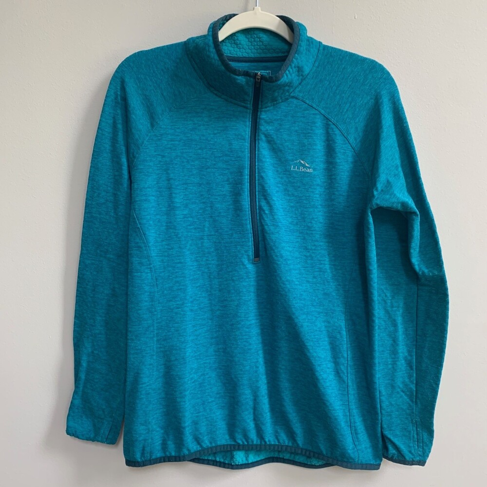 LL Bean 1/4 Zip Fleece Top Women's S Blue Hike Camp Long Sleeve Outdoor Pullover